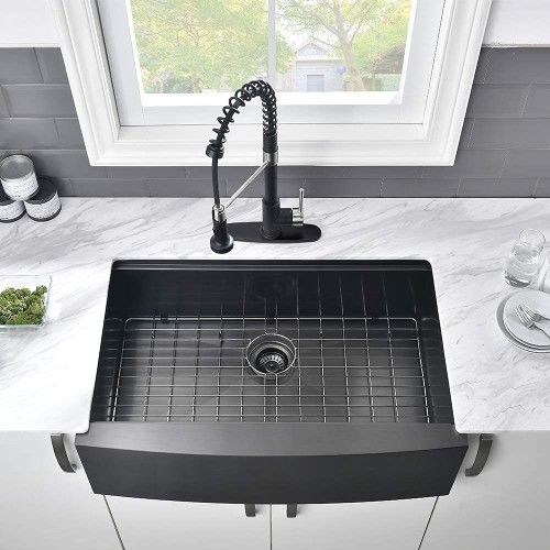 Matte Black Stainless Steel 30 in.Single Bowl Farmhouse Apron Workstation Kitchen Sink with Accessory Kit, SGS3021MB Clearance Sale