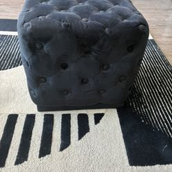 2 X Black Velvet Foot Ottomam