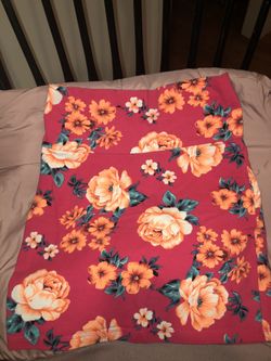 Pink floral bodycon skirt