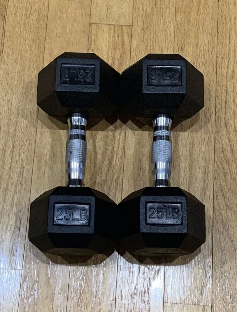 25 pound rubber dumbbell set
