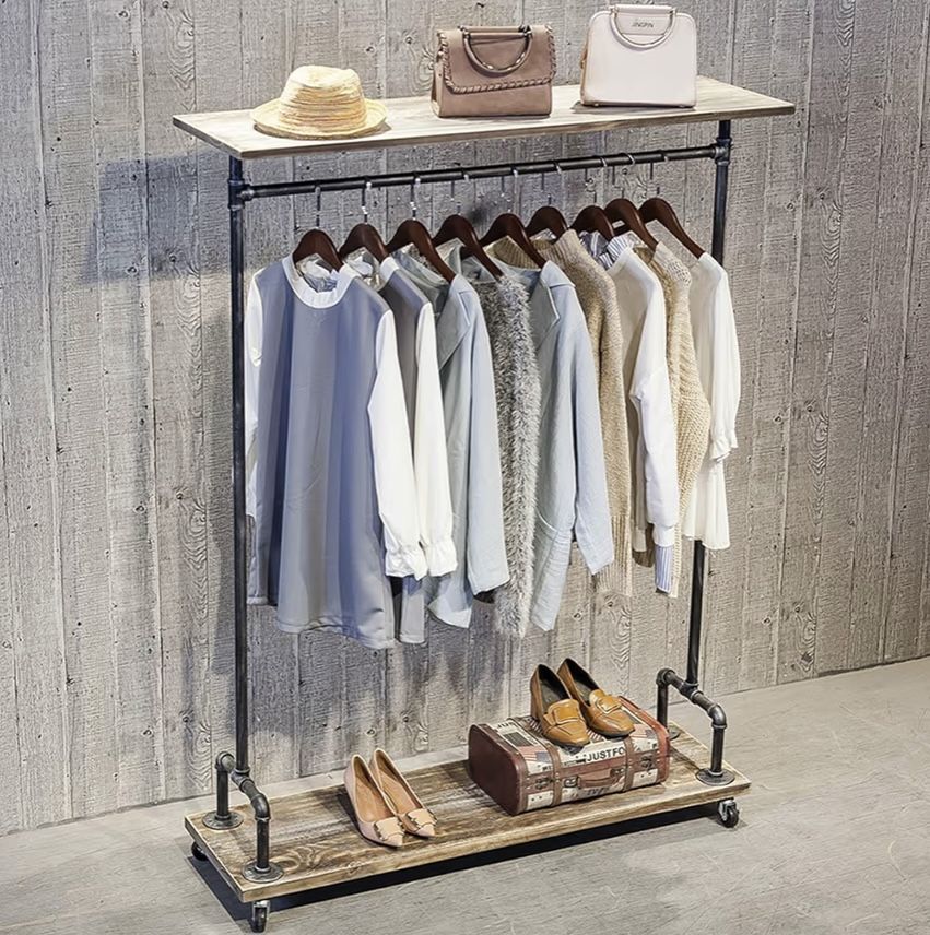 Clothing Rack w/ Casters & Shelves $75 each (2 Avail.)