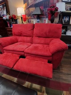 Red Microfiber Reclining Loveseat