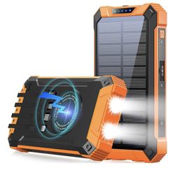 36000mah Solar Power Bank Wireless Charge With Build In Cable 