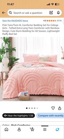 New Pink Tufted Rainbow Comforter Bedding Set