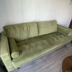 Stylish Velvet Green Sofa