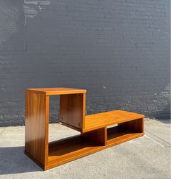 Vintage Danish Modern Mid Century Modern Teak Bookshelf Media Console Record Shelf