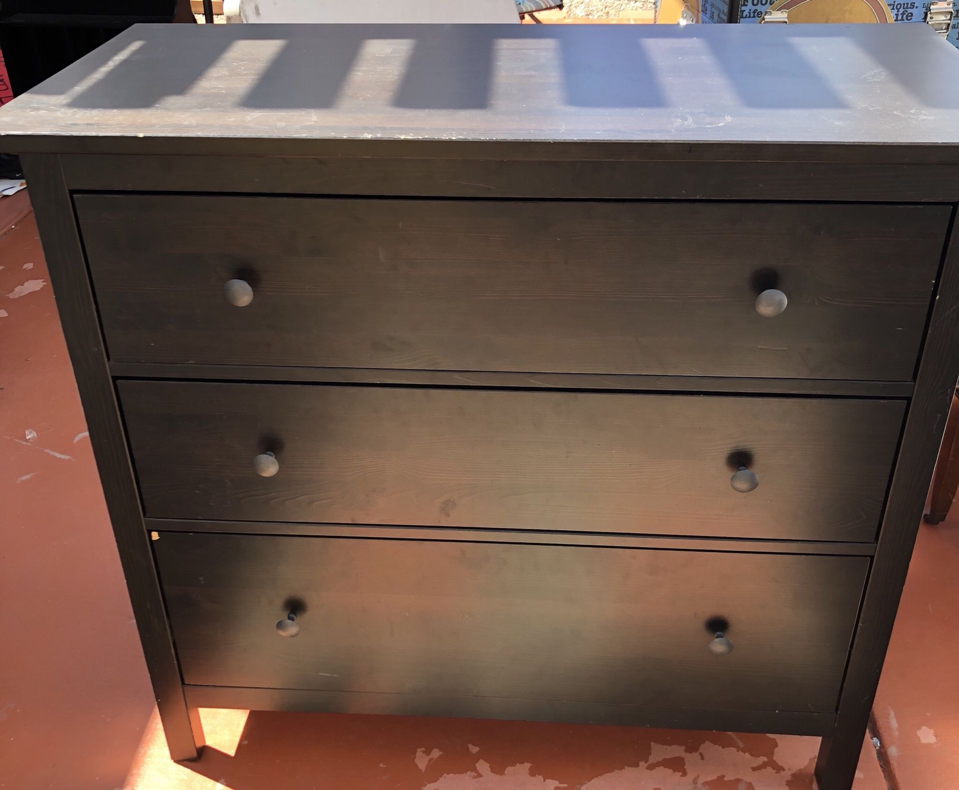 Ikea hemnes 3 drawer dresser chest black brown retail $180