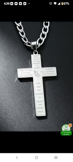 Serenity Prayer Cross Pendant Necklace