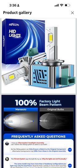 Marsauto D3S HID Bulbs, 12X Brighter Plug and Play Fog Light Bulb, Pack of 2
