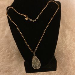 Goldtone Necklace With Clear Crystal Pendant (aeo)