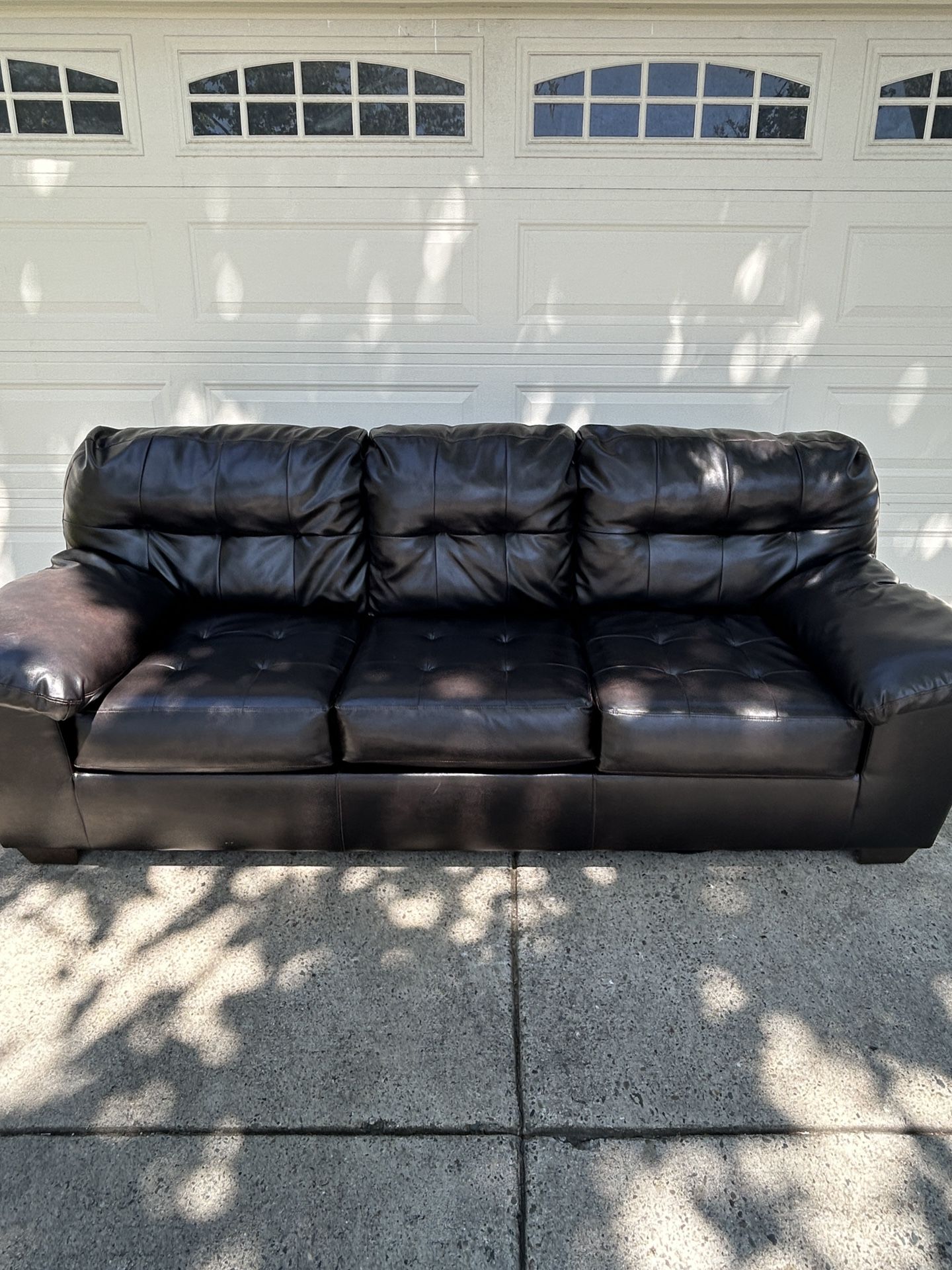 Black Leather 3 Seater Couch
