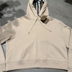 Burberry Tan Women Cropped Hoodie Size Large 