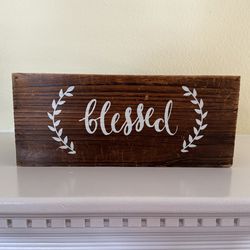 Ashland Rustic Farmhouse Style Wooden Crate “Blessed” Home Decor 11.5x8x4.75”