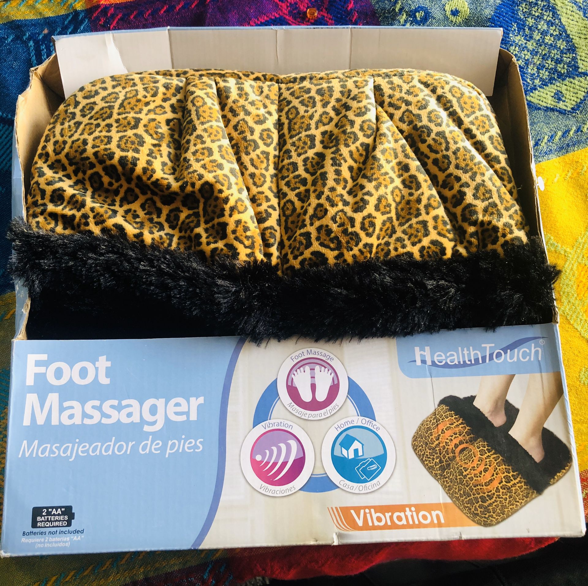Leopard Skin Foot Massager with Luxuriously Soft Fabric