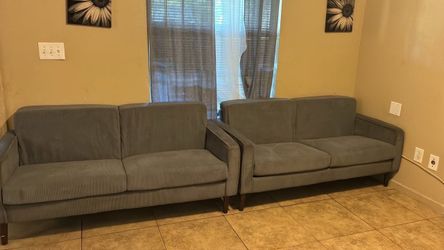Gray Corduroy Sofa Set – 2 Couches