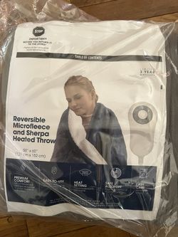 Reversible Microfleece And Sherpa Heated Throw