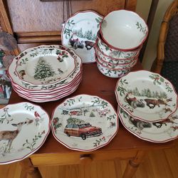 6 Place Setting Better Homes & Gardens Heritage Dinnerware Set Winterforest Christmas 