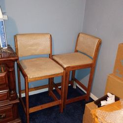 Wooden Stools With Back Gold Fabric