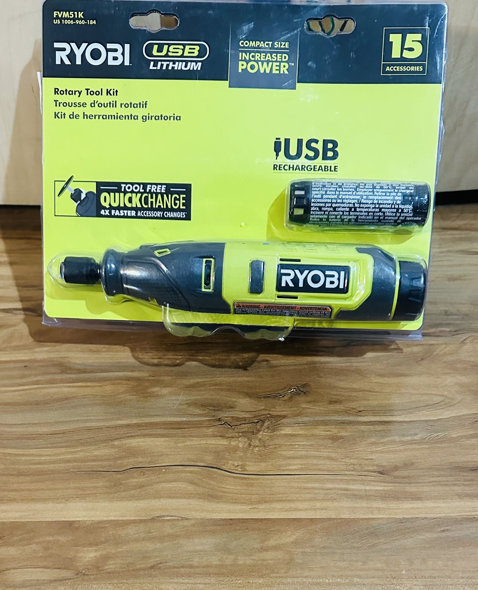 RYOBI USB Lithium Rotary Tool Kit with 2.0 Ah USB Lithium Battery and Charging Cable