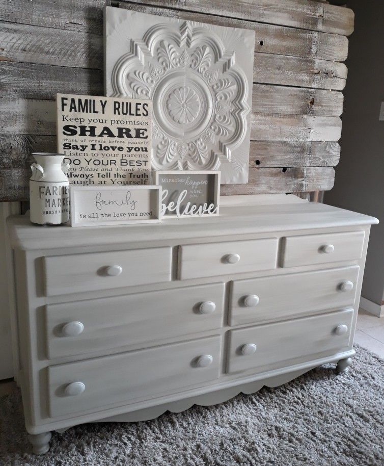 All Wood Light Grey Dresser 