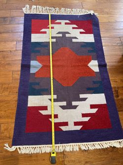 Rug Handmade Wool Cotton Blend