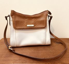 Liz Claiborne Brown And White Faux Leather Purse