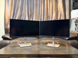 Two ( dual ) Slim bezel DELL P2423DE 24” inches QHD IPS LED USB C Hub HDMI DP computer monitors