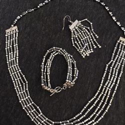 Hematite Necklace, Bracelet  & Earrings