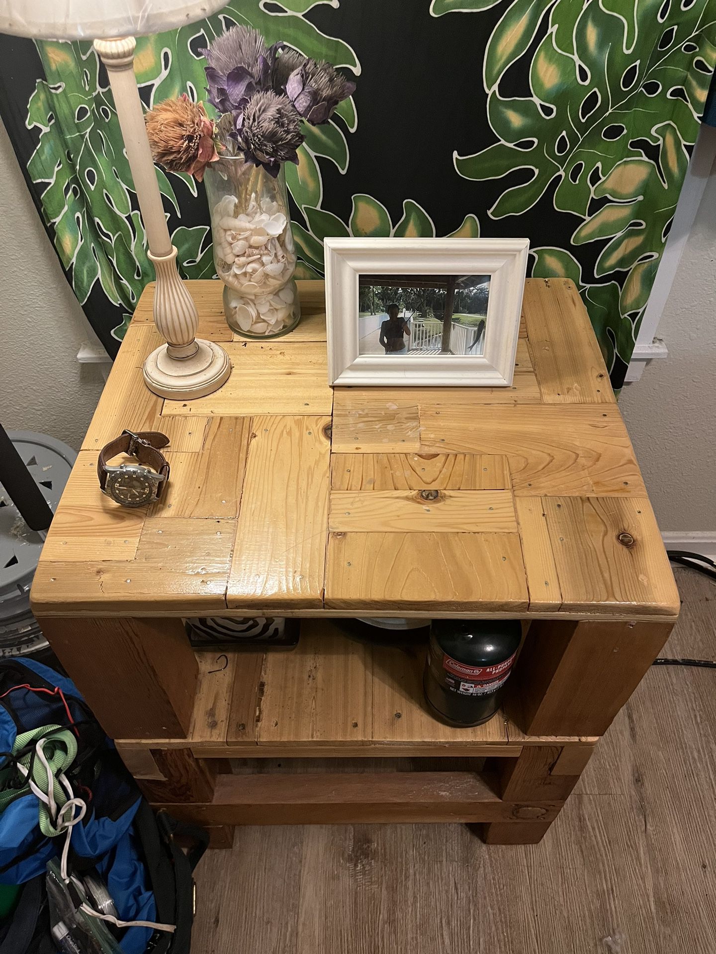 Double Tiered Butcher Block Style Table