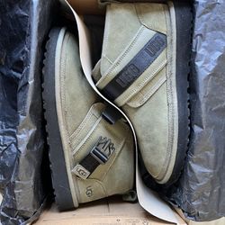 UGG NEUMEL SNAPBACK MOSS GREEN LEATHER WOOL CLASSIC MEN'S BOOTS