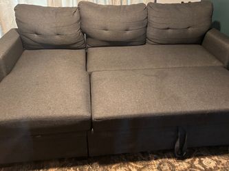 Gray Fabric Sectional Sofa with Storage