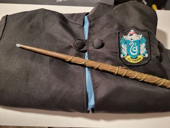 Adult Sized Slytherin cape with hood and wand