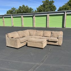 Tan Sectional Couch with Ottoman With FREE DELIVERY