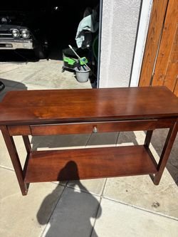 Wood Console Table with Drawer and Shelf