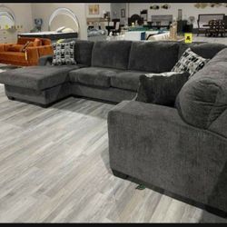 Contemporary Oversized U Shape Slate Sectional Couch Chaise 💥 In Stock👍 Financing Available ✅