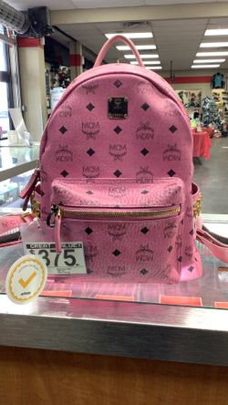 MCM Pink Visetos Monogram Backpack