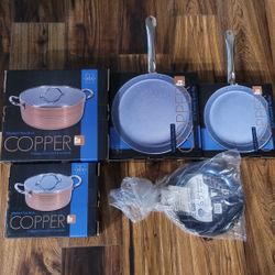 Copper 4 Peice Set + 1 Bounus Pan
