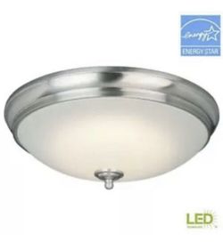 Commercial Electric 13 in. 60-Watt Equivalent Brushed Nickel LED Flush Mount R1