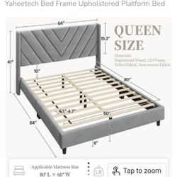 New Bed Frame Upholstered Platform Bed color gray