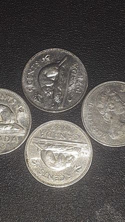 4 canadian5 crnts coins