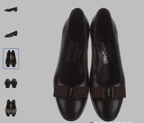 Ferragamo dark brown  Vara Bow pump 8(US)
