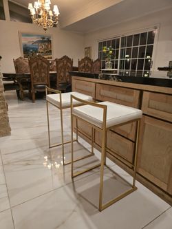 Fuji Gold And White Stackable Bar Stool (Set Of 2) By Lumisourse