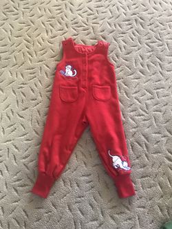Red fleece overall with kittens size 4t