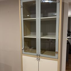 Bookcase With Glass Doors And Tv Cabinet With Shelves 