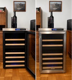 EdgeStar 34-Bottle Dual-Zone Wine Refrigerator – Stainless Steel,  w/manual