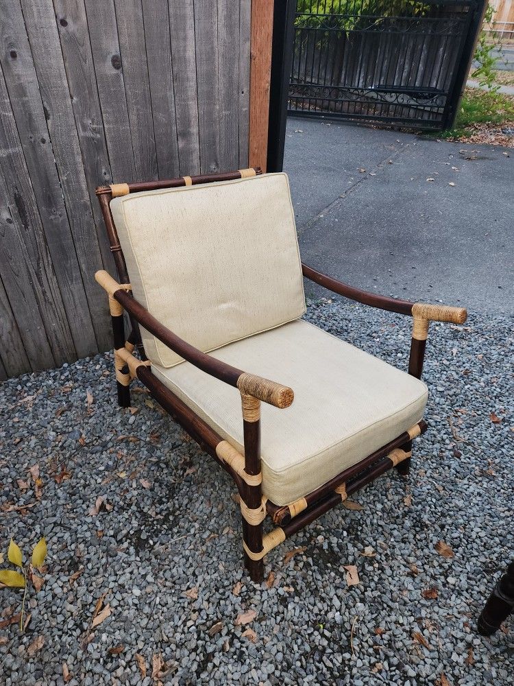 Vintage '50s 60s John Wisner for Ficks Reed "Far Horizons" collection bamboo rattan lounge chair