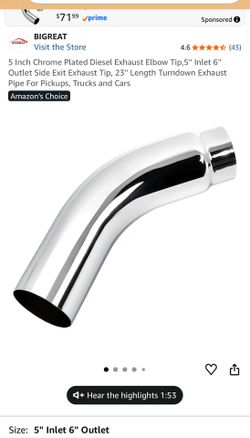 5" Inlet 6" Outlet Chrome Exhaust Tip