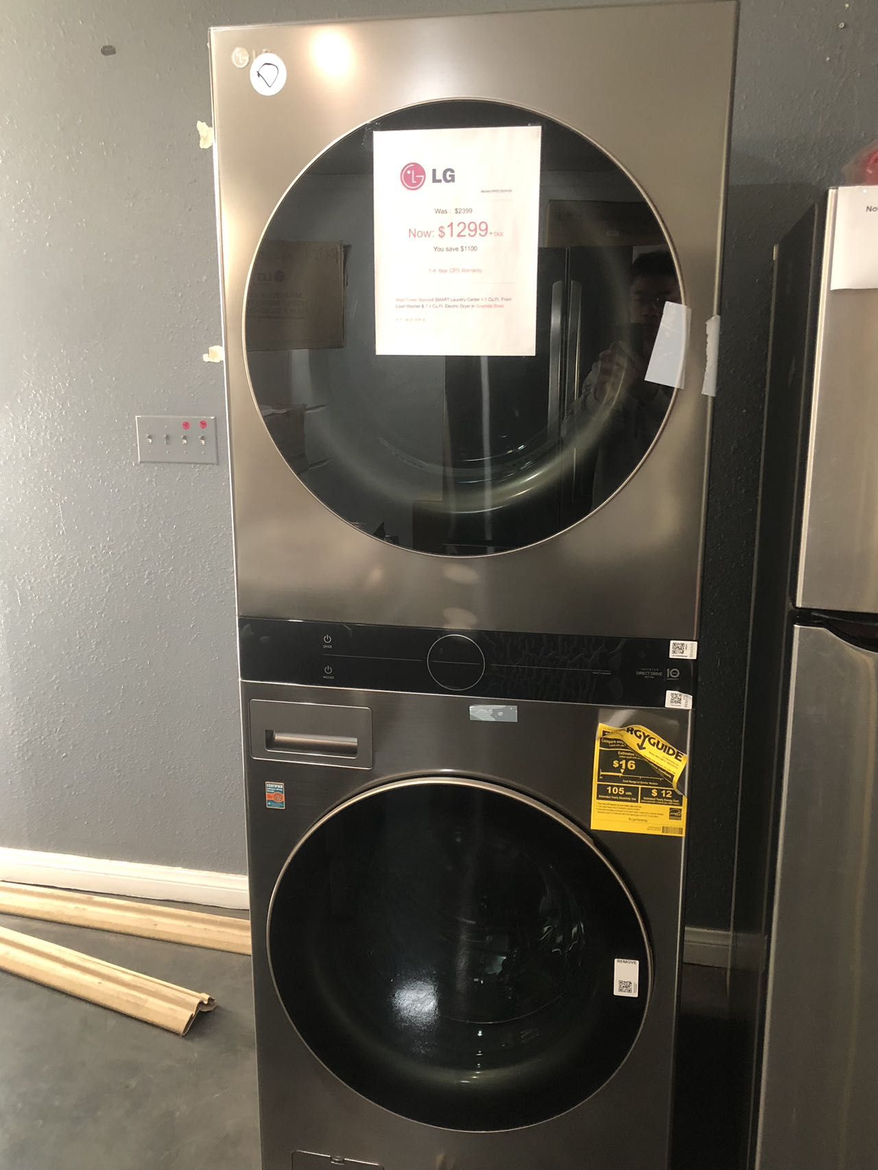 Stacked Washer and Electric Dryer