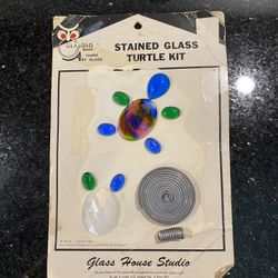 Vintage GLASGLO Stained Glass Kit Turtle and Owl