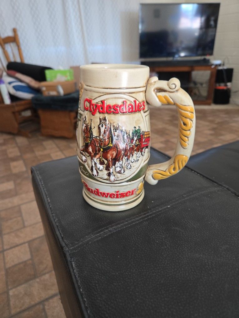 Vintage 1983 Budweiser Clydesdales Beer Stein Ceramarte Made In Brazil